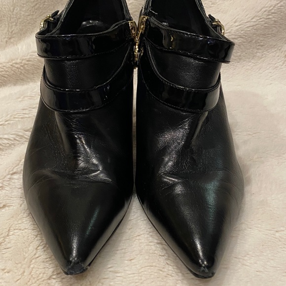 Lauren Ralph Lauren Ahava Black Leather Pointy Shoe Booties Ankle Boots Sz 8 VGC - Picture 3 of 12